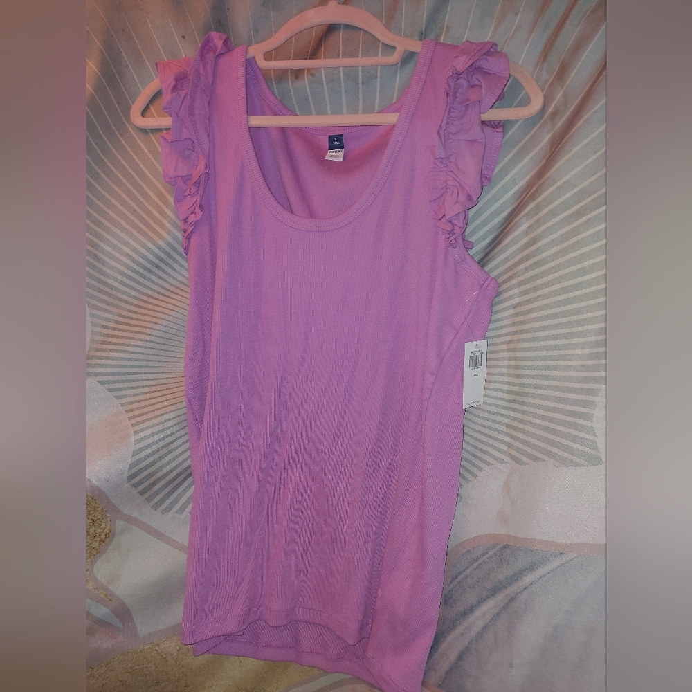 Pink Ruffled Sleeveless Top OLD NAVY nwt L Tall